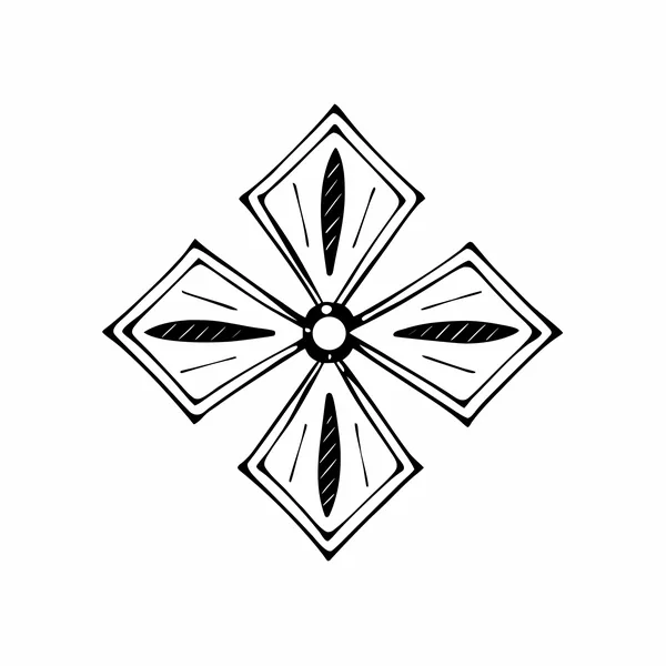 Szablon geometrycznego wiatraczka z ceramiki bolesławieckiej - cztery łopatki w układzie obrotowym
