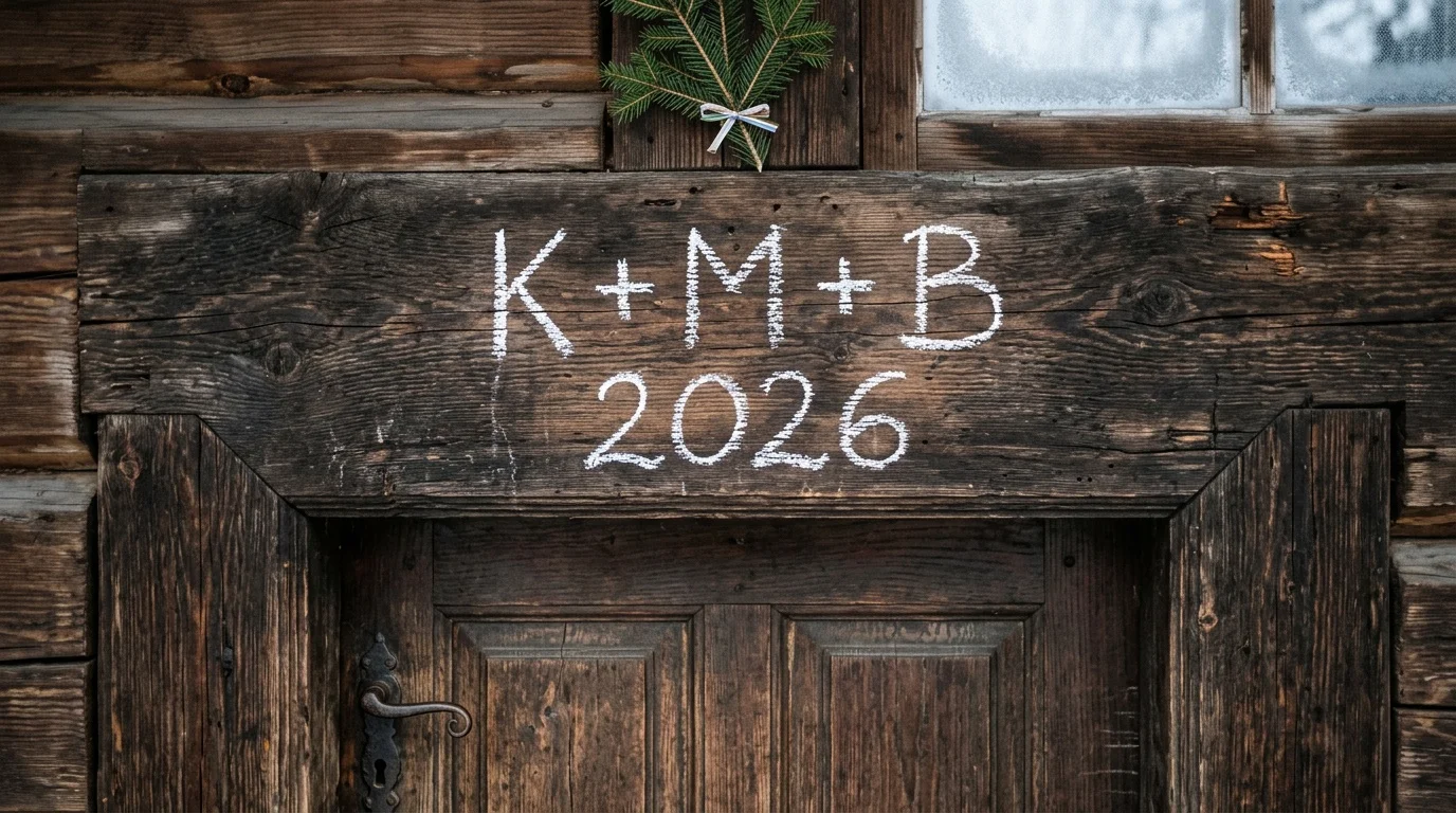 Napis K+M+B kredą na progu drzwi - tradycja błogosławieństwa domu na Trzech Króli